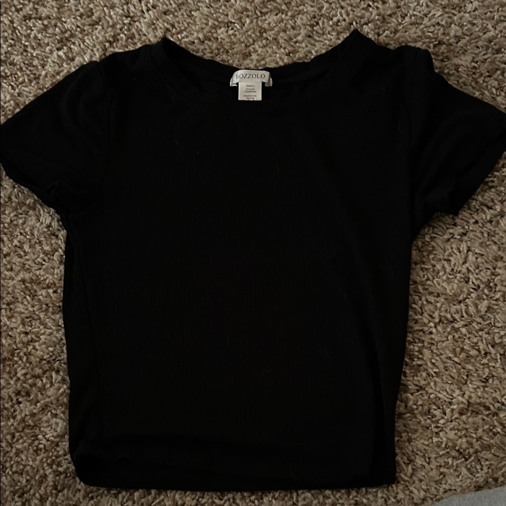 Bozzolo Black Ribbed crop top